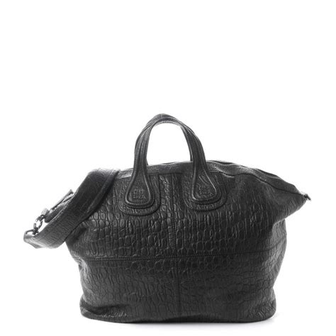 GIVENCHY Calfskin Crocodile Embossed Large Nightingale 